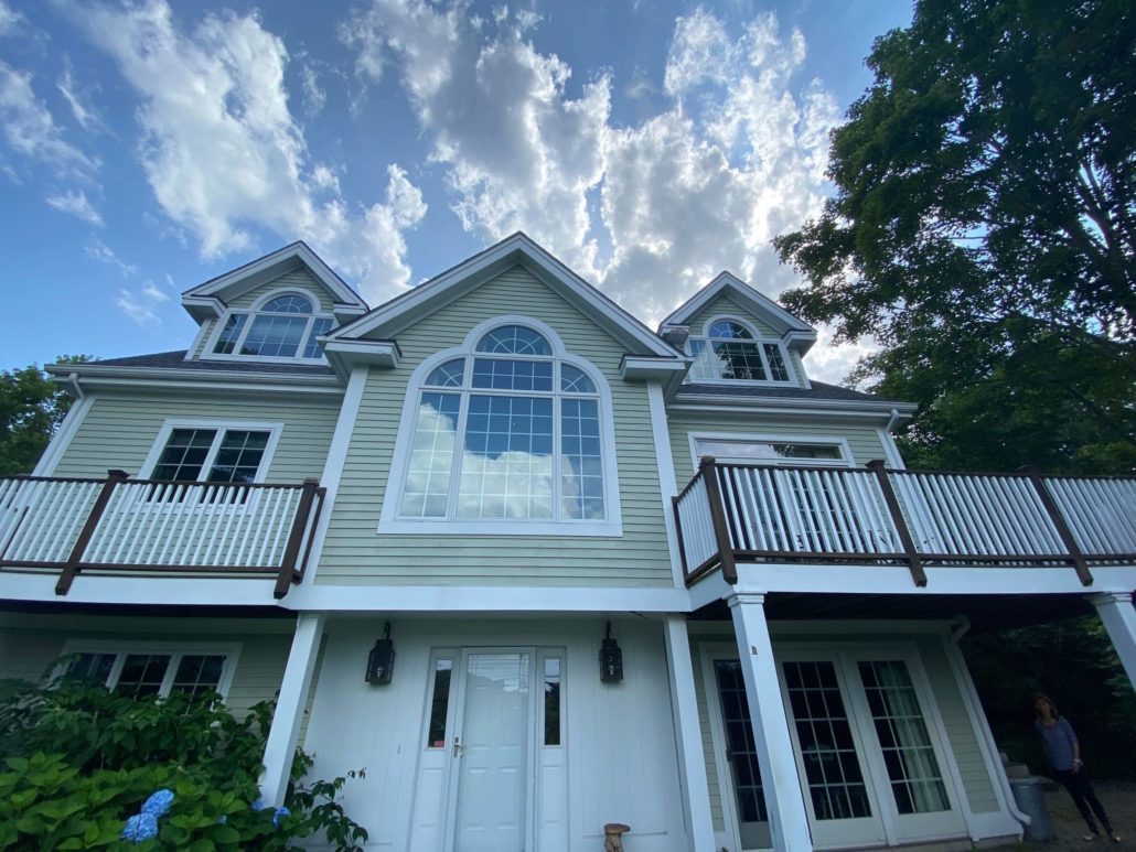 Low Angle CertainTeed Green Tea Siding Completed Project