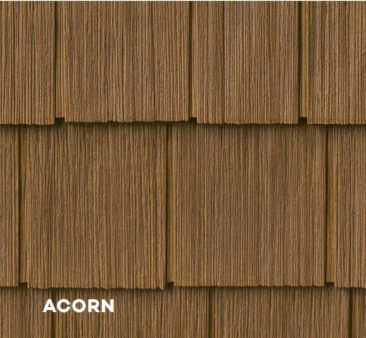 Golden brown shake siding panels.