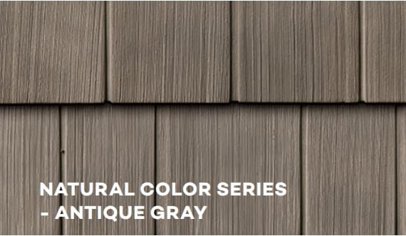Heathered gray shake siding panels