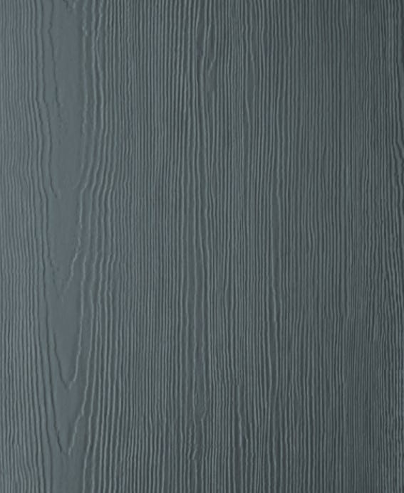 Dark teal HardiePanel vertical siding panel.