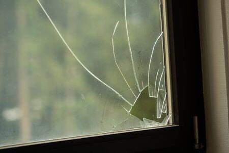 A broken window.