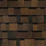 Brown asphalt roofing shingles.