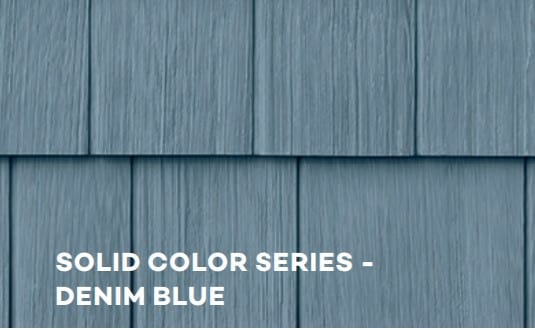 Light blue shake siding panels.