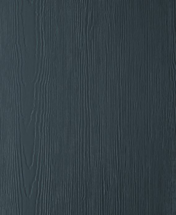 Dark blue HardiePanel vertical siding panel.