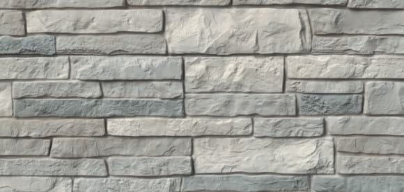 Light gray TandoStone composite siding without grout.