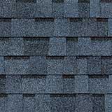 Dark blue asphalt roofing shingles.