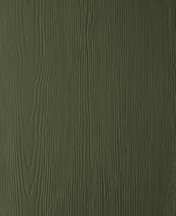 Dark green HardiePanel vertical siding panel.