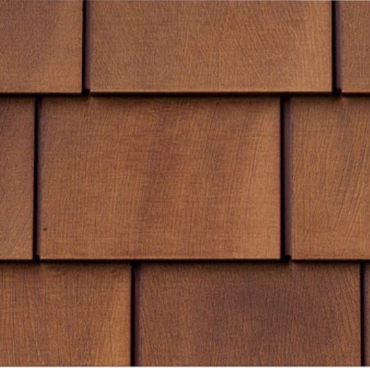 Mahogany shake siding panels.