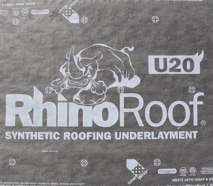 Rhino Roof synthetic roofing underlayment.