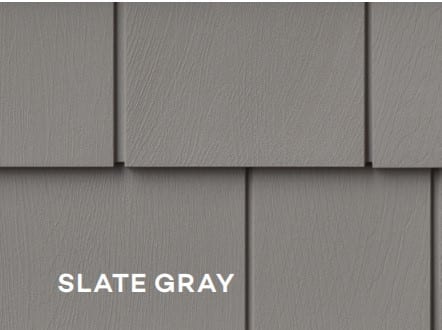 Slate gray shake siding panels.