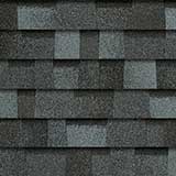 Slate gray asphalt roofing shingles.