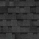 Black asphalt roofing shingles.