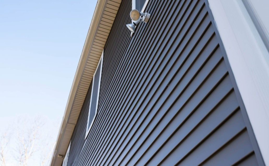 Gray JamesHardie clapboard siding.