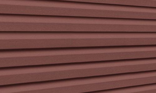 Red Premium Pointe vinyl siding panels.